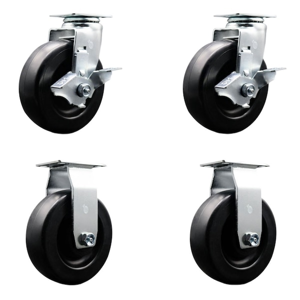 Tool Box Caster Wheel Set 6'' Polyolefin Swivel Casters, 4PK